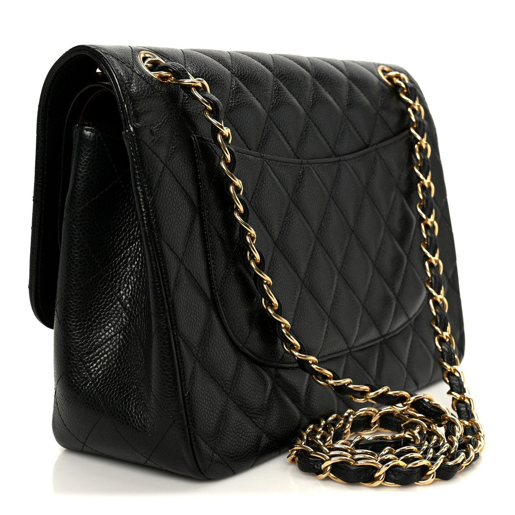 Caviar Quilted Jumbo Double Flap Black