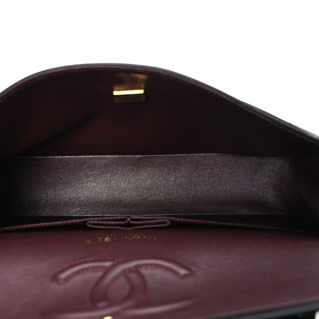 Lambskin Quilted Medium Double Flap Black