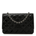 Patent Calfskin Quilted Reissue Wallet On Chain WOC So Black