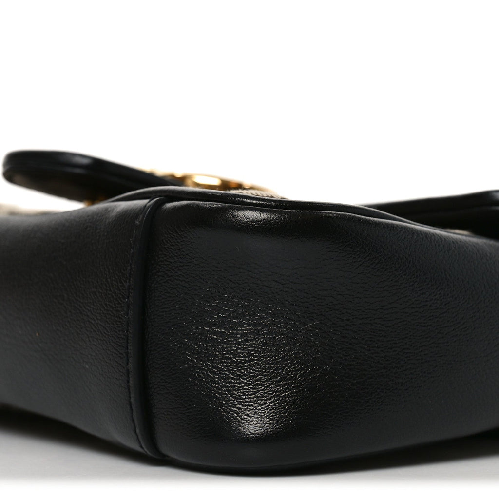 Monogram Matelasse Diagonal Mini GG Marmont Shoulder Bag Beige Black