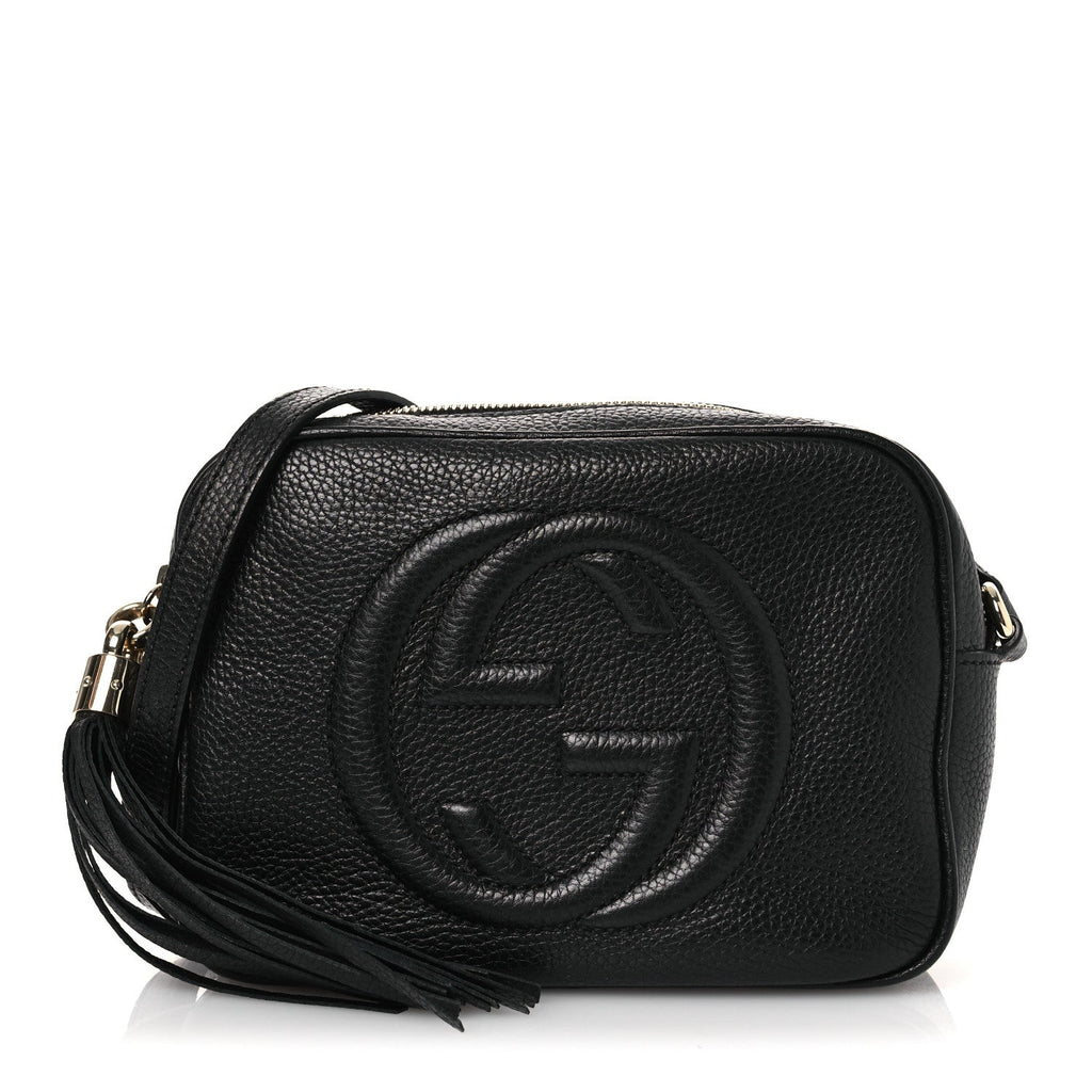 Pebbled Calfskin Small Soho Disco Bag Black
