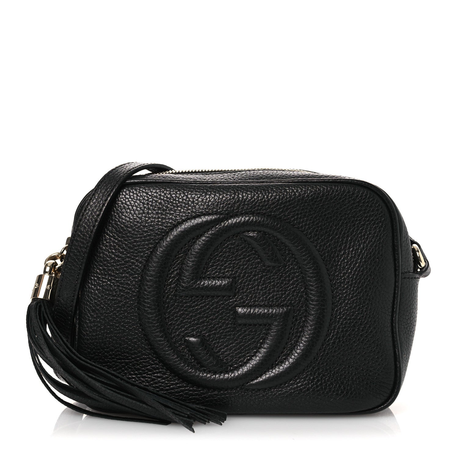 Pebbled Calfskin Small Soho Disco Bag Black