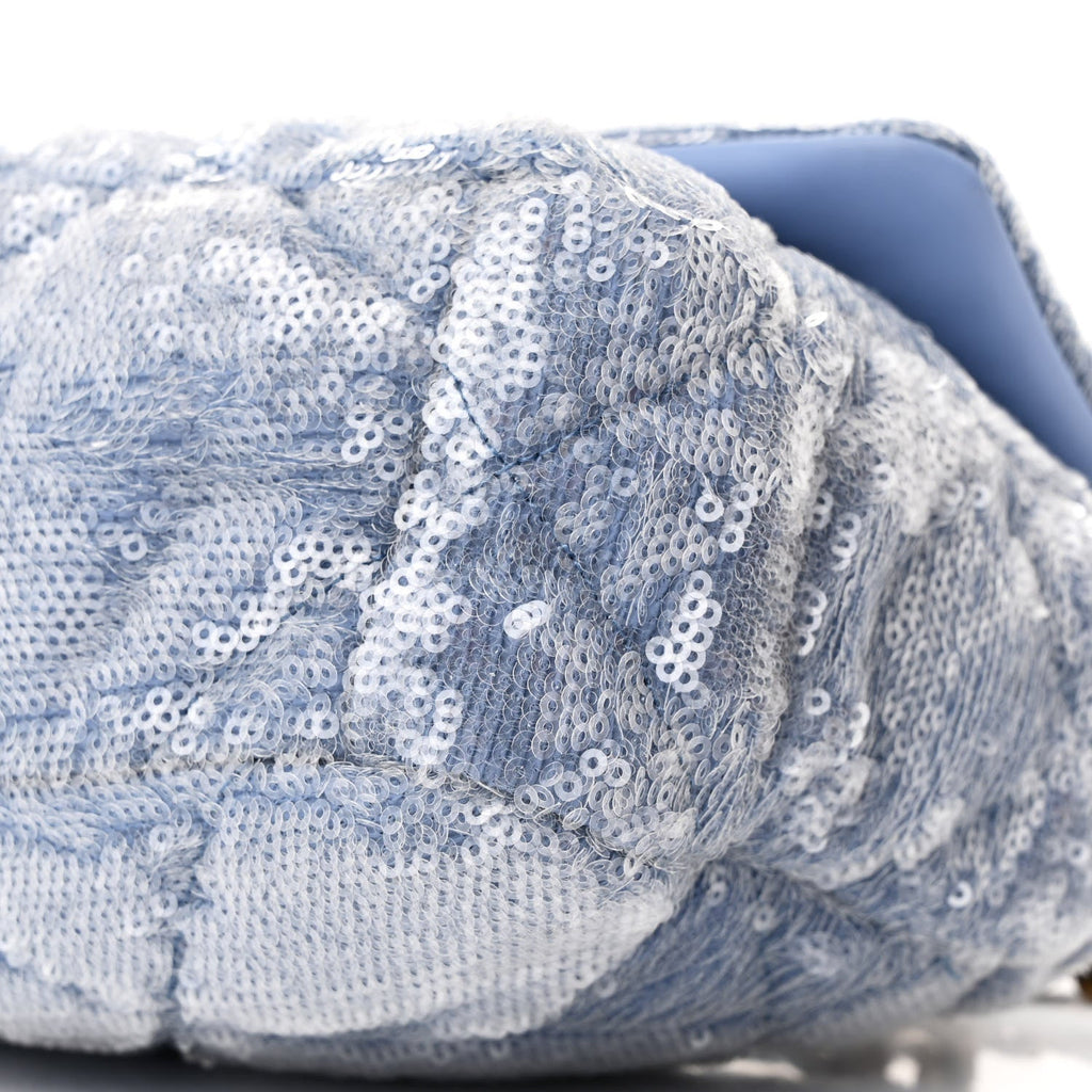 Sequin Quilted Medium Chanel 19 Flap Light Blue