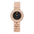 18K Rose Gold Diamond Bezel 32mm Charms Quartz Watch Black
