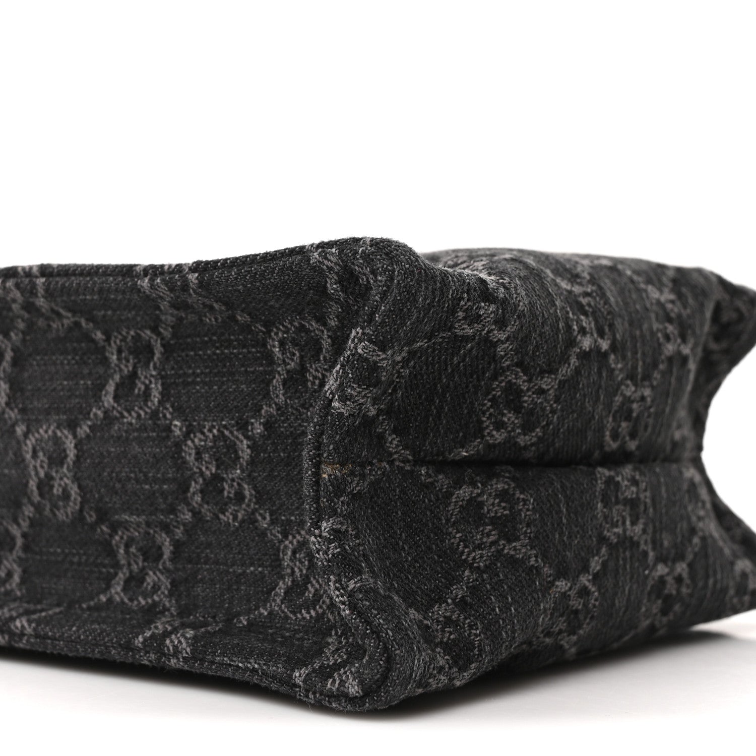 Denim GG Monogram Calfskin Mini Ophidia Tote Bag Black