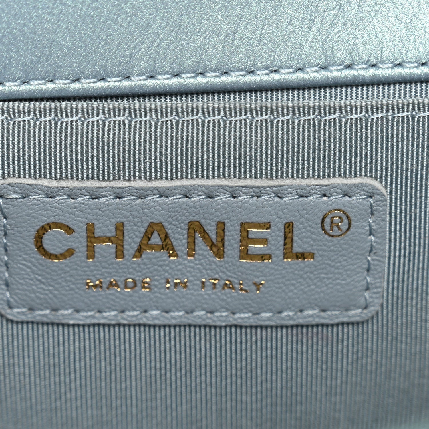 Iridescent Patent Calfskin Quilted Medium Boy Flap Light Blue