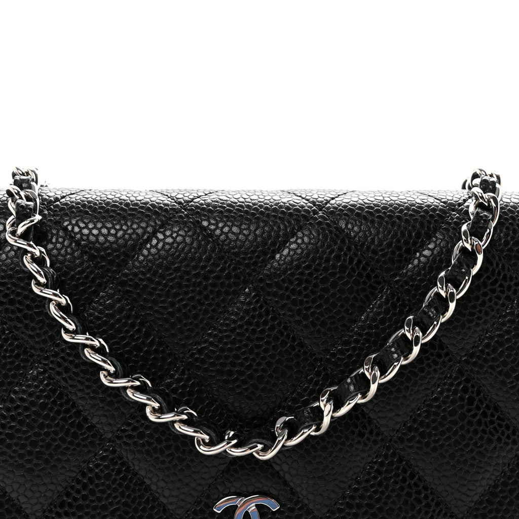 Caviar Quilted Wallet on Chain WOC Black