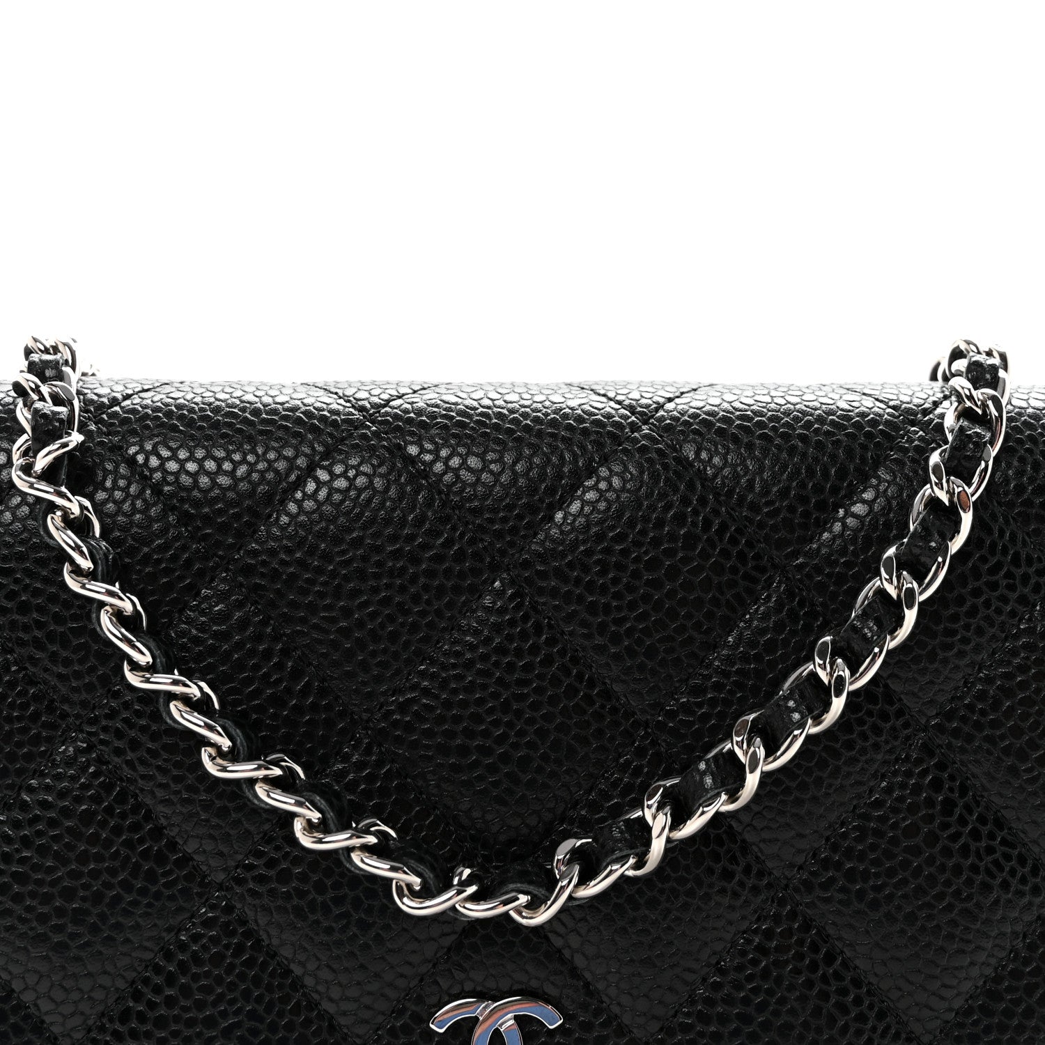 Caviar Quilted Wallet on Chain WOC Black