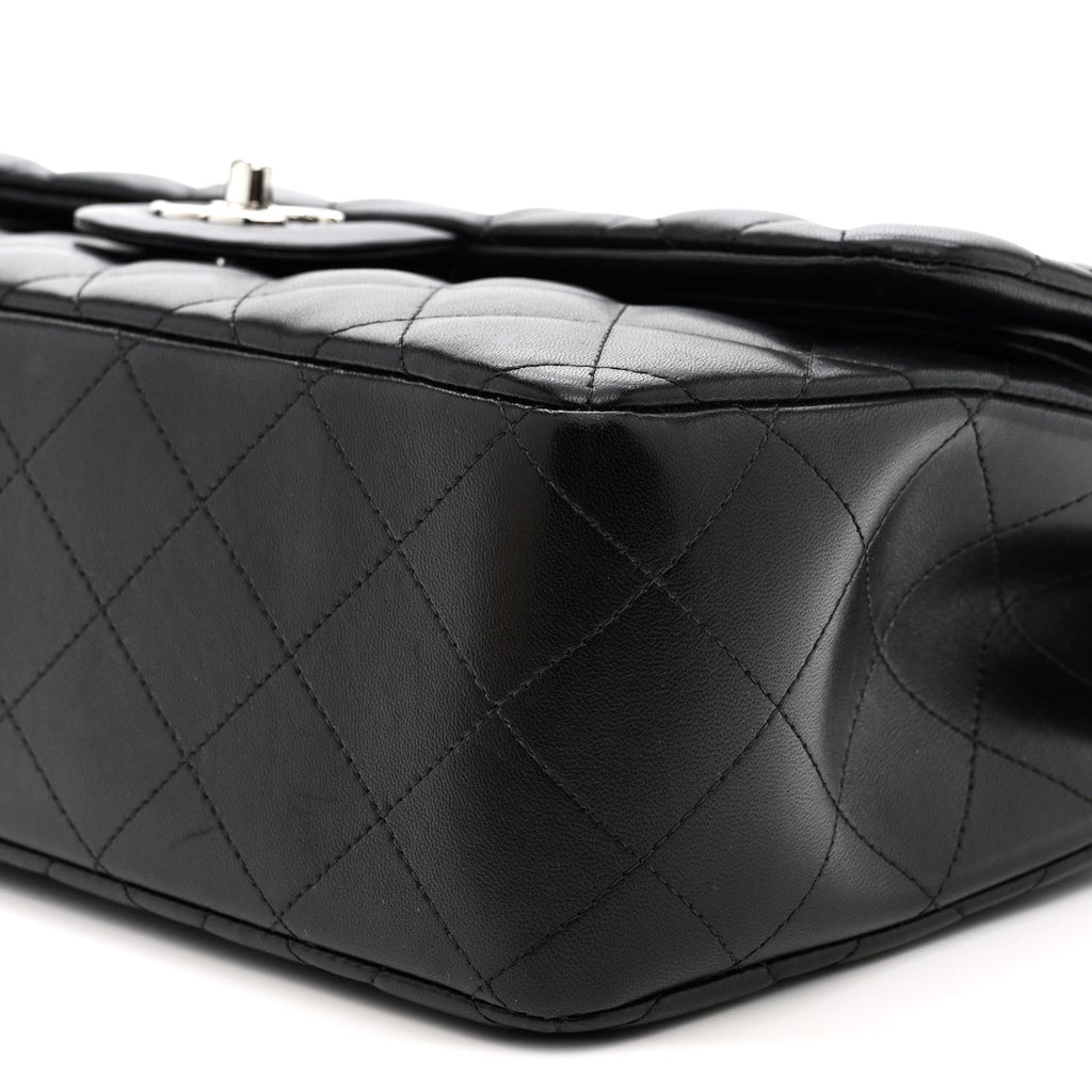 Lambskin Quilted Jumbo Double Flap Black