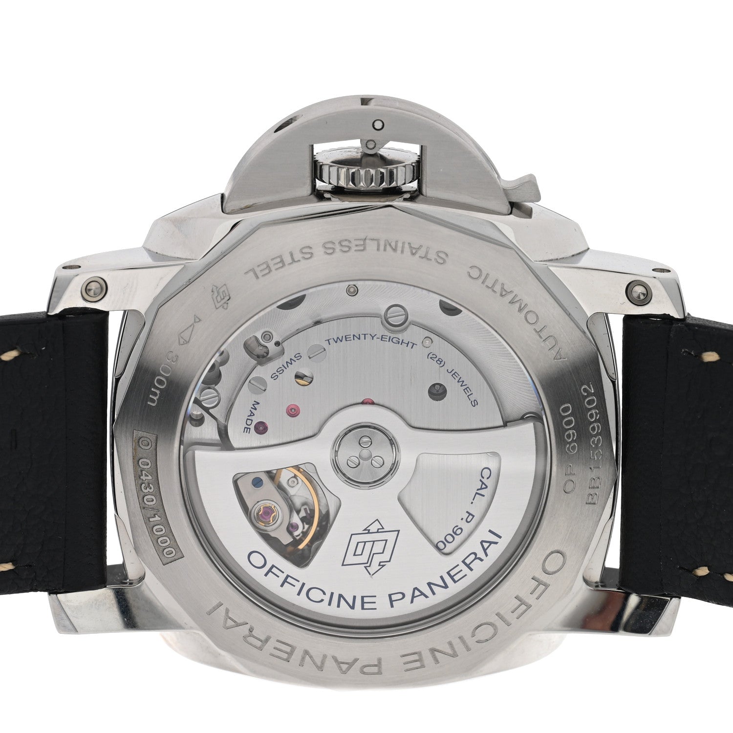 Stainless Steel Calfskin 44mm Luminor 1950 Fu Automatic Watch Black PAM00498