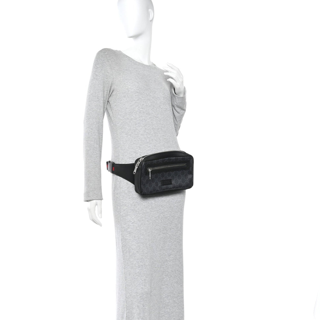 Soft GG Supreme Monogram Web Belt Bag Black Grey
