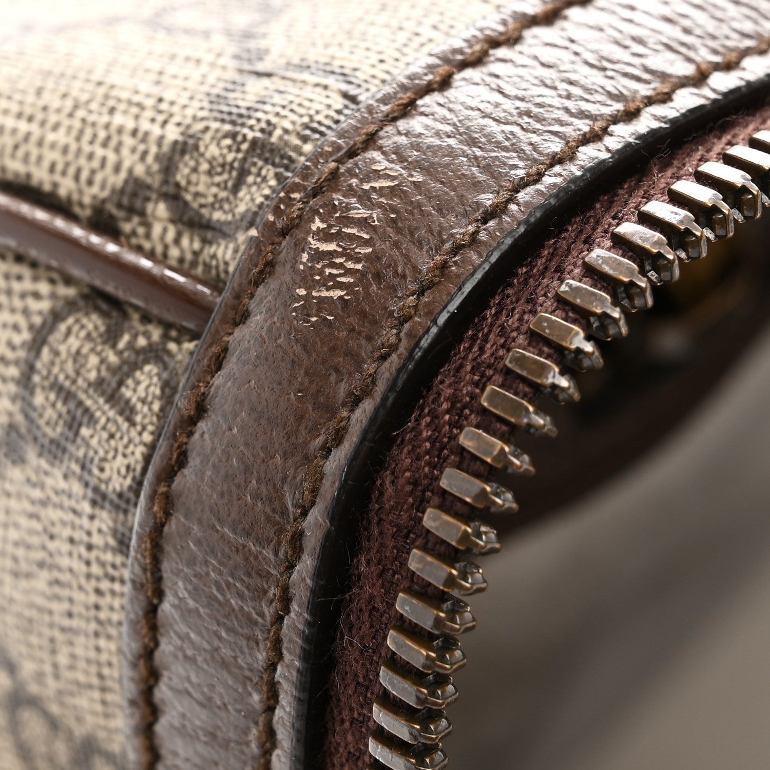 GG Supreme Monogram Textured Dollar Calfskin Web Medium Ophidia Carry-On Duffle Bag Beige Ebony New Acero