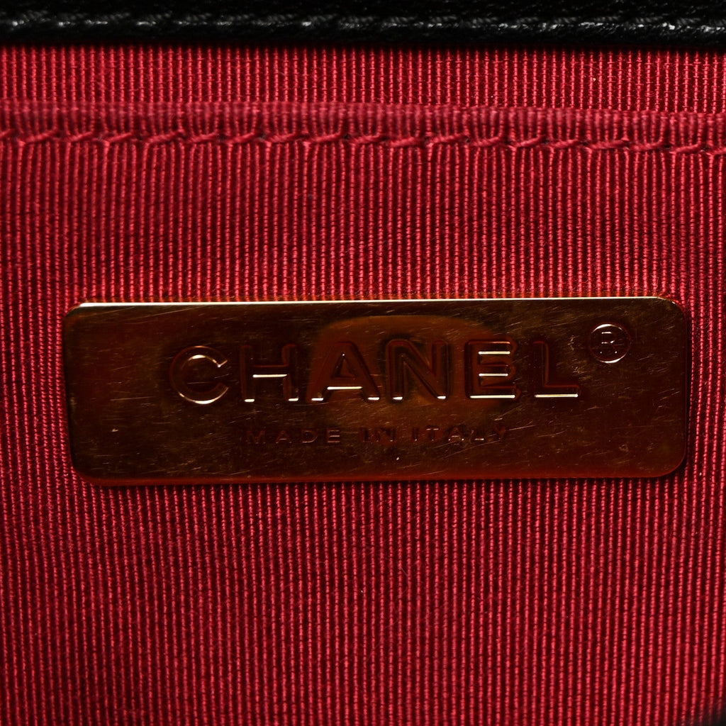 Goatskin Quilted Chanel 19 Waist Bag Black