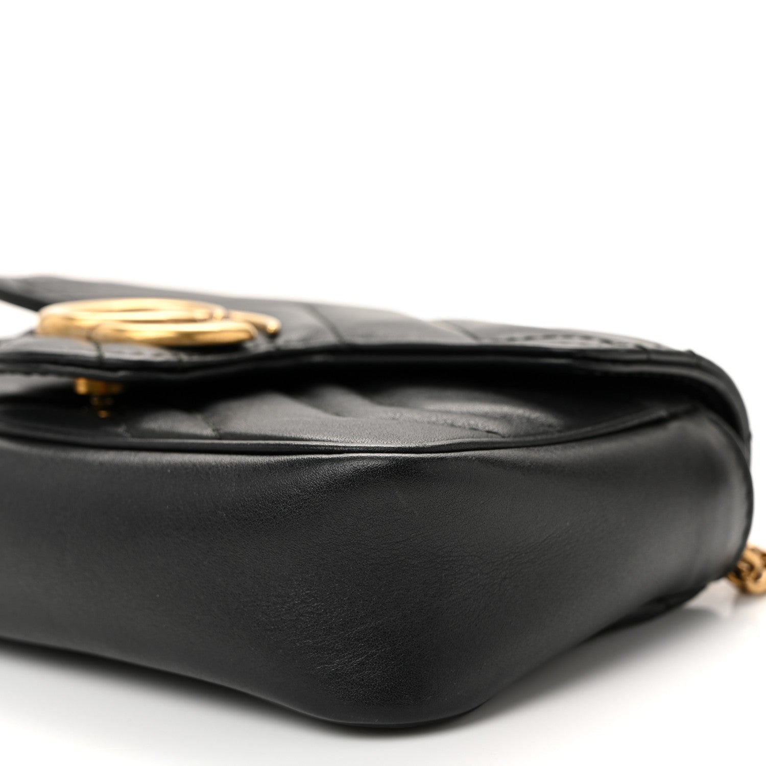 Calfskin Matelasse Super Mini GG Marmont Shoulder Bag Black