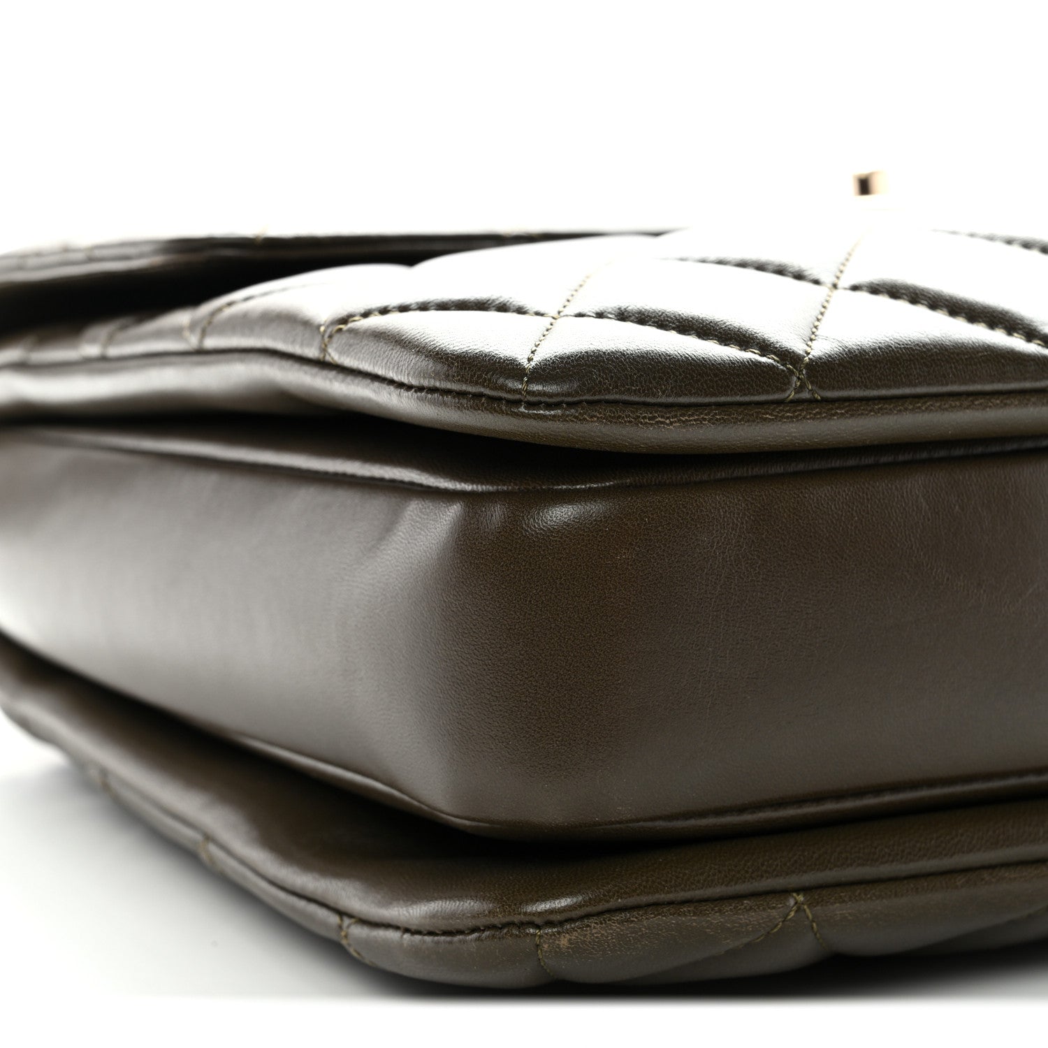 Lambskin Quilted Large Trendy CC Dual Handle Flap Bag Khaki