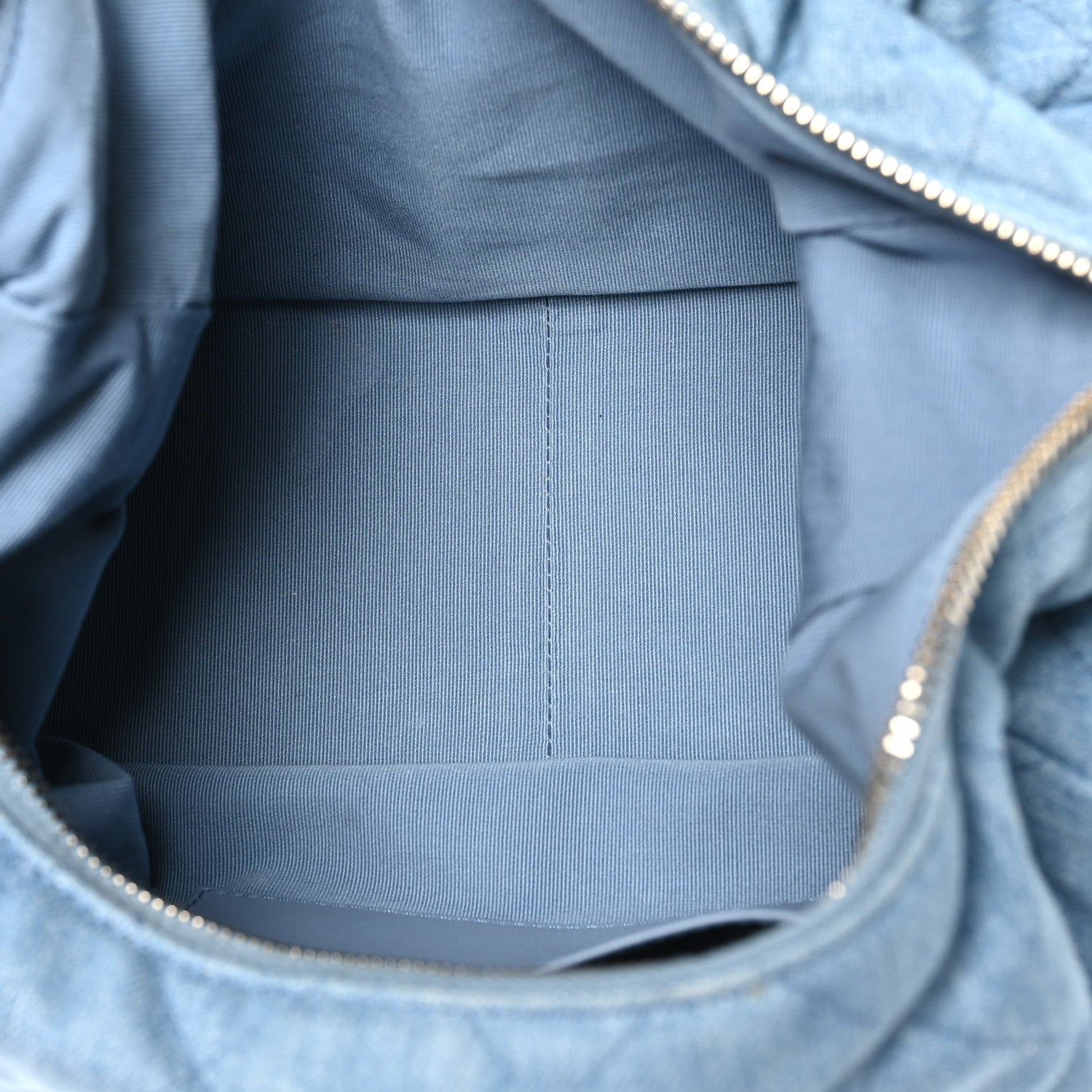 Washed Denim Quilted Large Trendy Pockets Hobo Blue