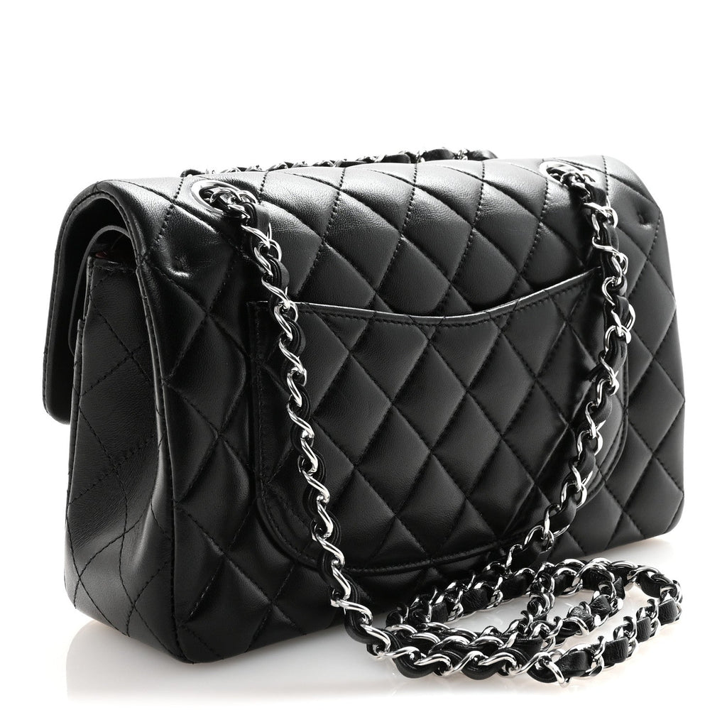 Lambskin Quilted Small Double Flap Black
