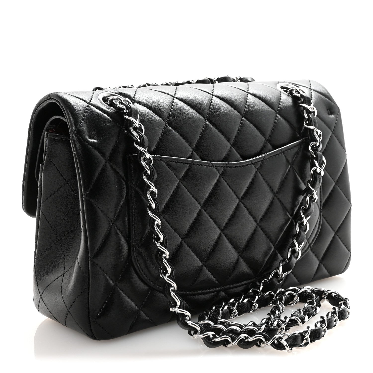 Lambskin Quilted Small Double Flap Black