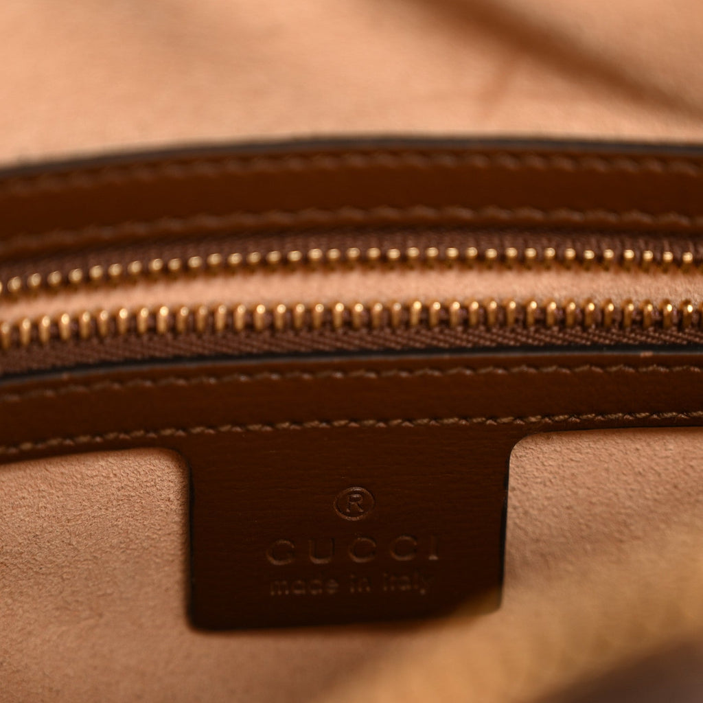 GG Supreme Monogram Small Horsebit 1955 Shoulder Bag Beige Brown Sugar