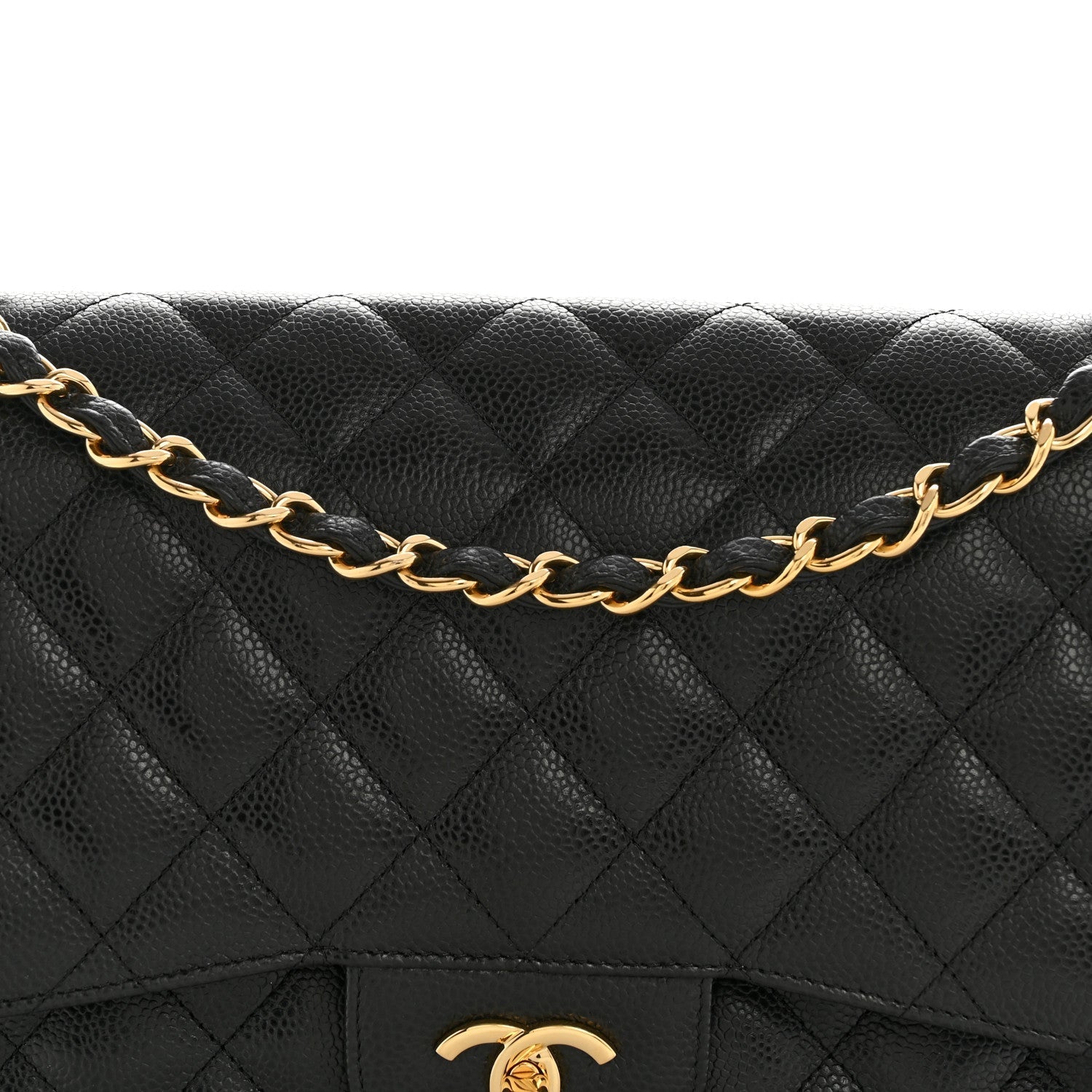 Caviar Quilted Jumbo Double Flap Black