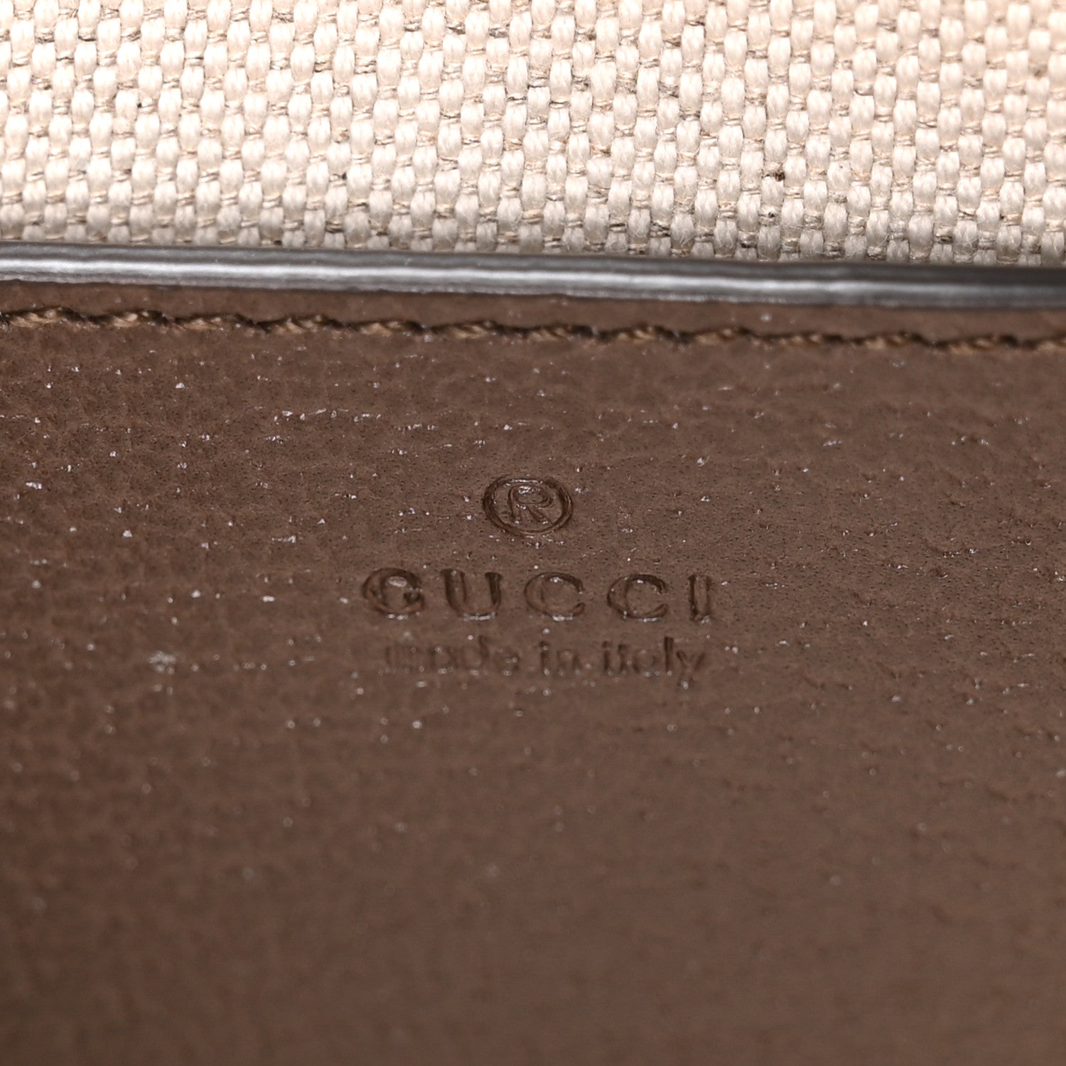 GG Supreme Monogram Textured Dollar Calfskin Mini Ophidia Chain Bag Beige Ebony