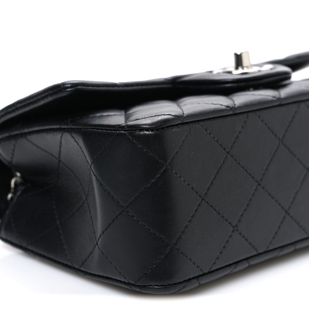 Lambskin Quilted Mini Rectangular Flap Black