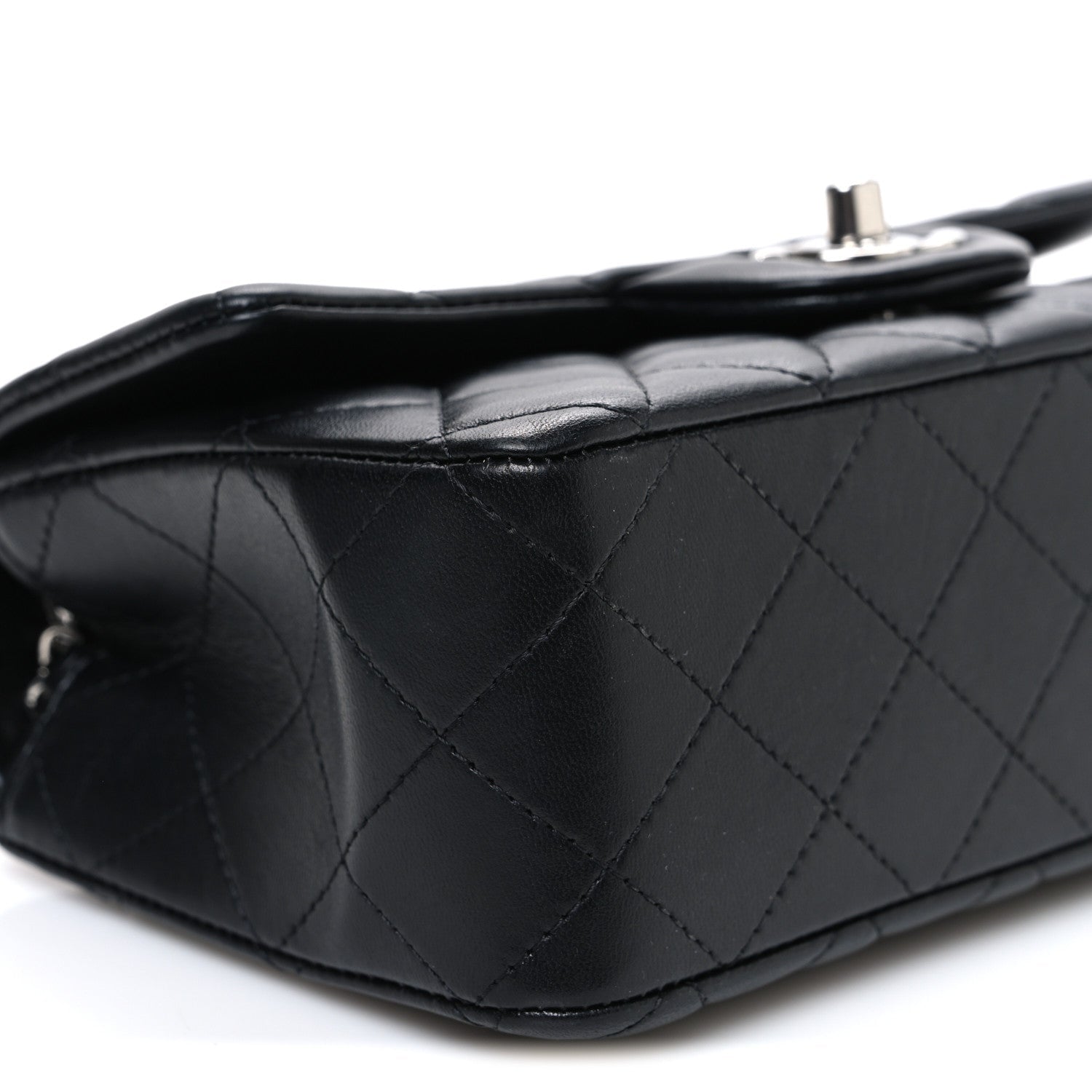 Lambskin Quilted Mini Rectangular Flap Black