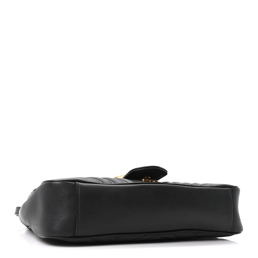 Calfskin Matelasse Medium GG Marmont Shoulder Bag Black