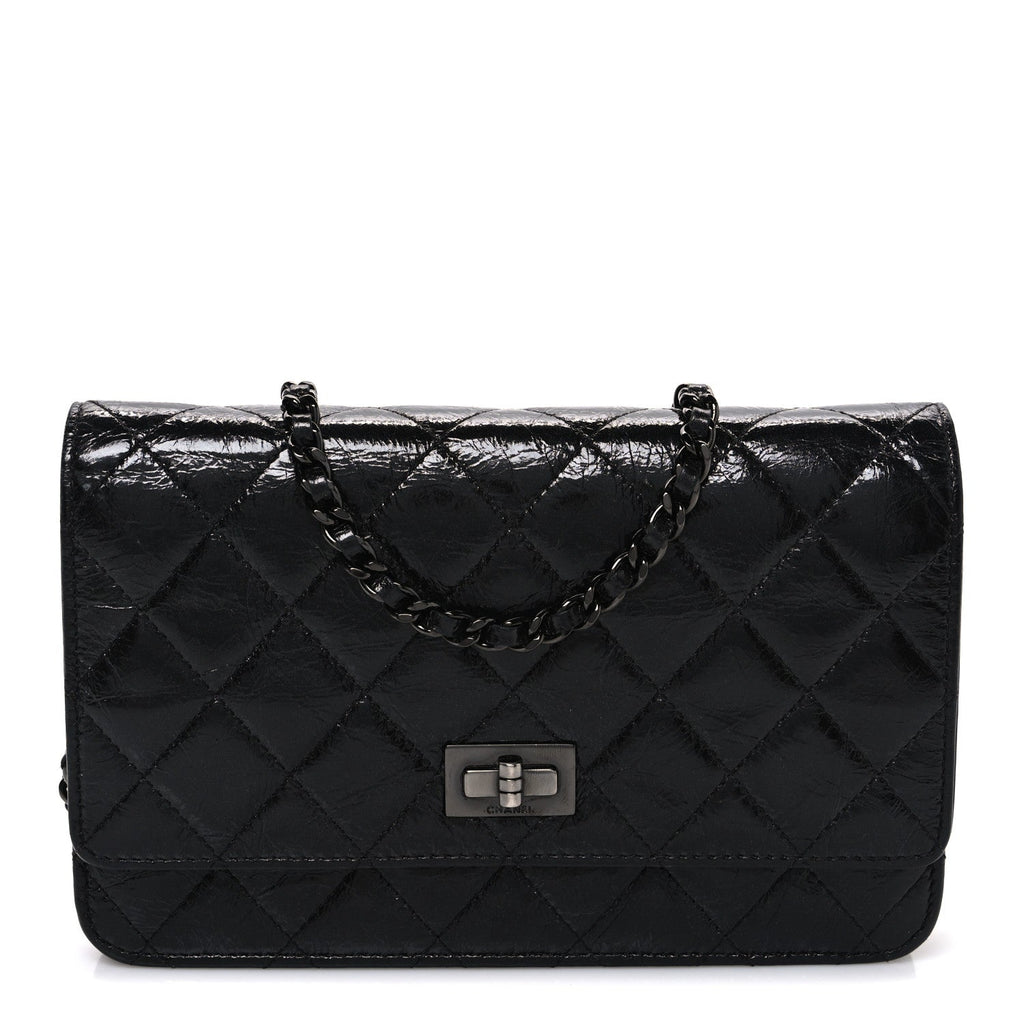 Glazed Aged Calfskin Reissue Wallet On Chain WOC So Black