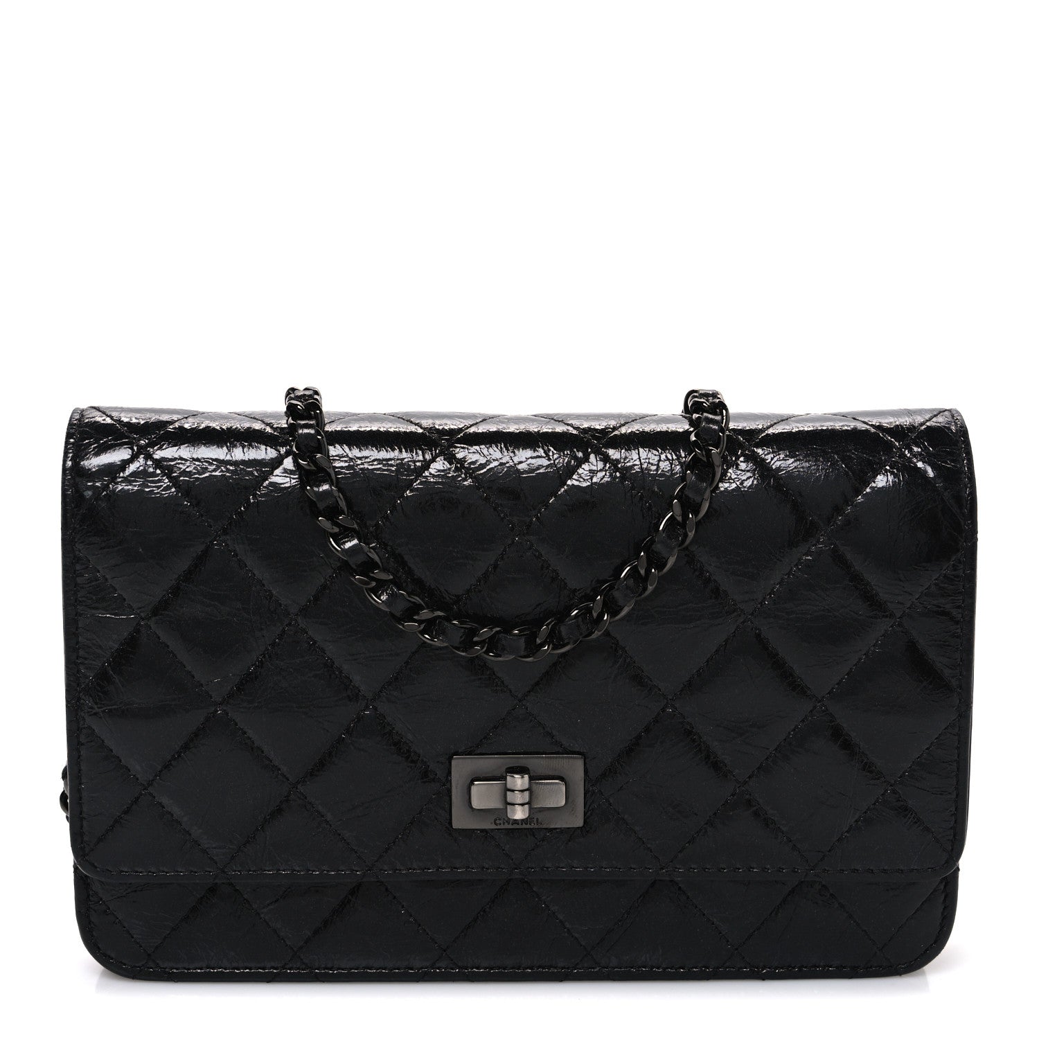 Glazed Aged Calfskin Reissue Wallet On Chain WOC So Black