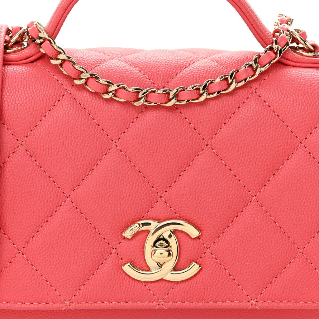 Caviar Quilted Small Business Affinity Flap Coral