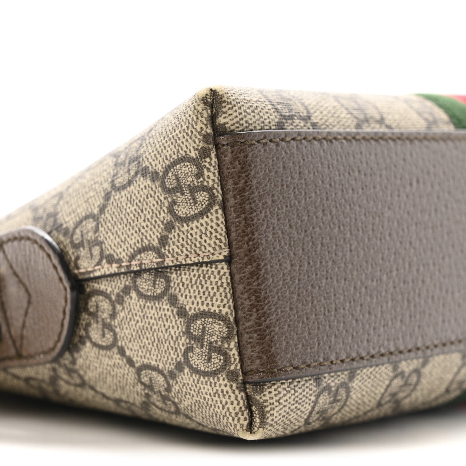 GG Supreme Monogram Textured Dollar Calfskin Web Small Ophidia Dome Shoulder Bag Beige Ebony New Acero