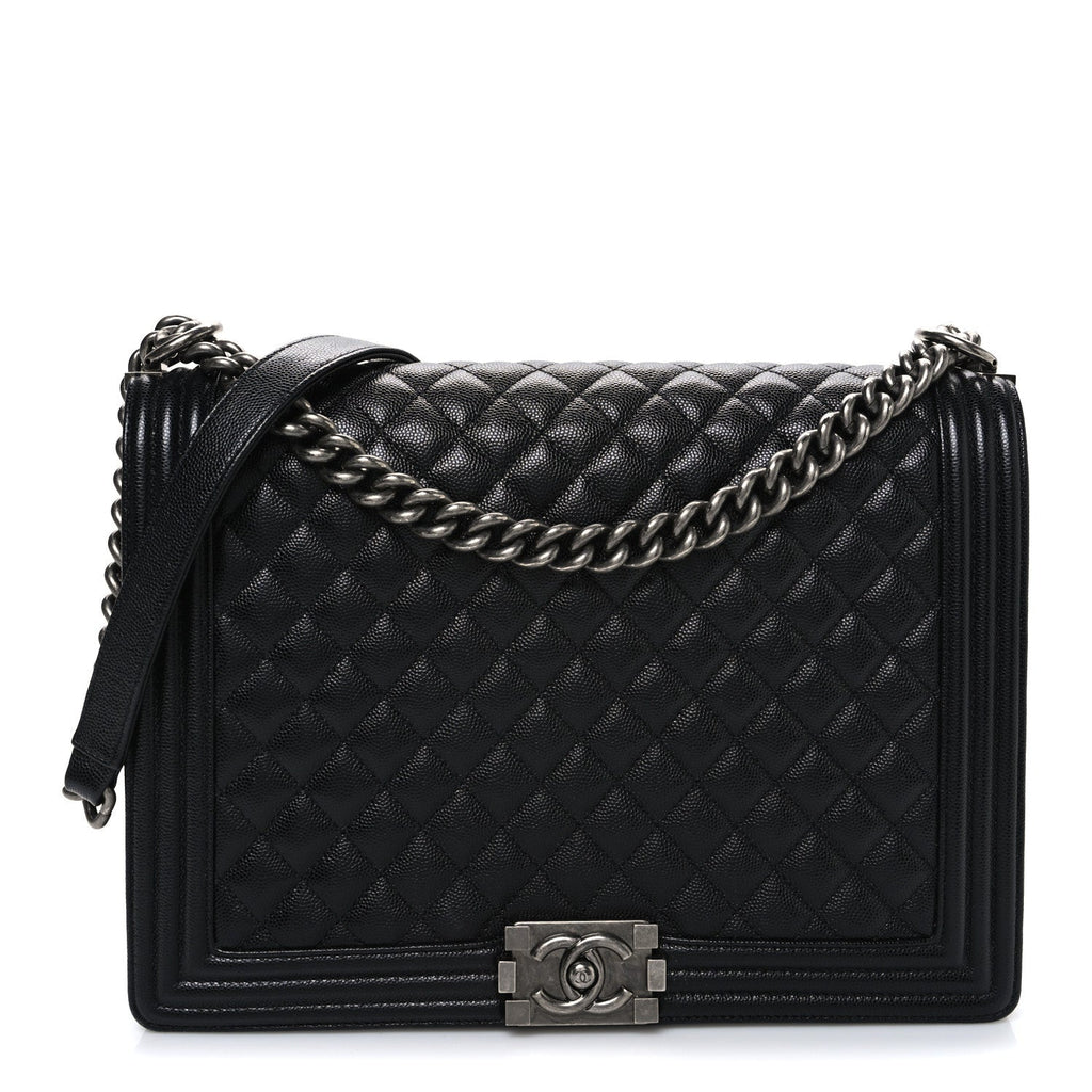 Caviar Quilted Large Boy Flap Black