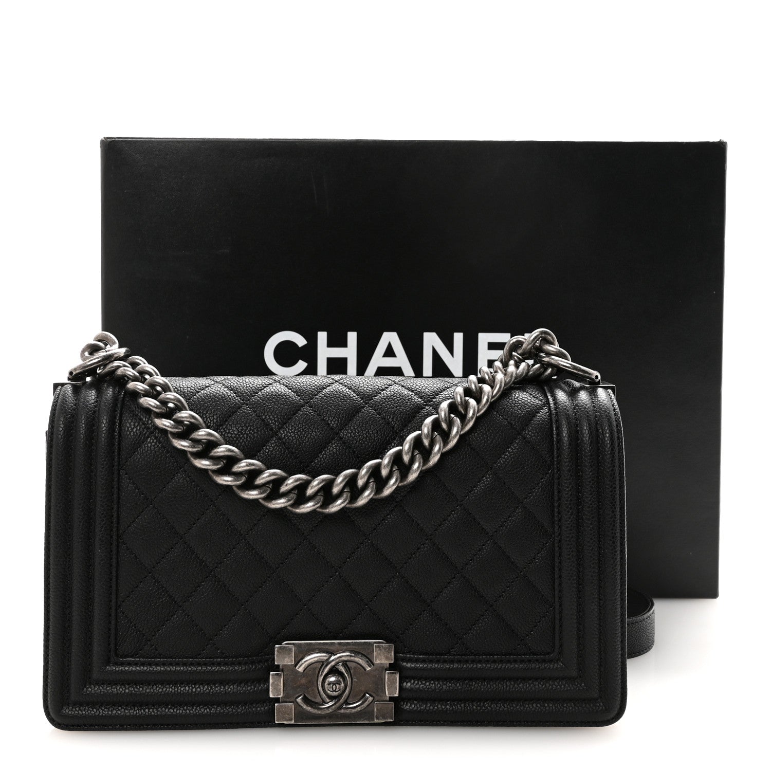 Caviar Quilted Medium Boy Flap Black
