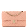 Lambskin Quilted Small Double Flap Light Orange