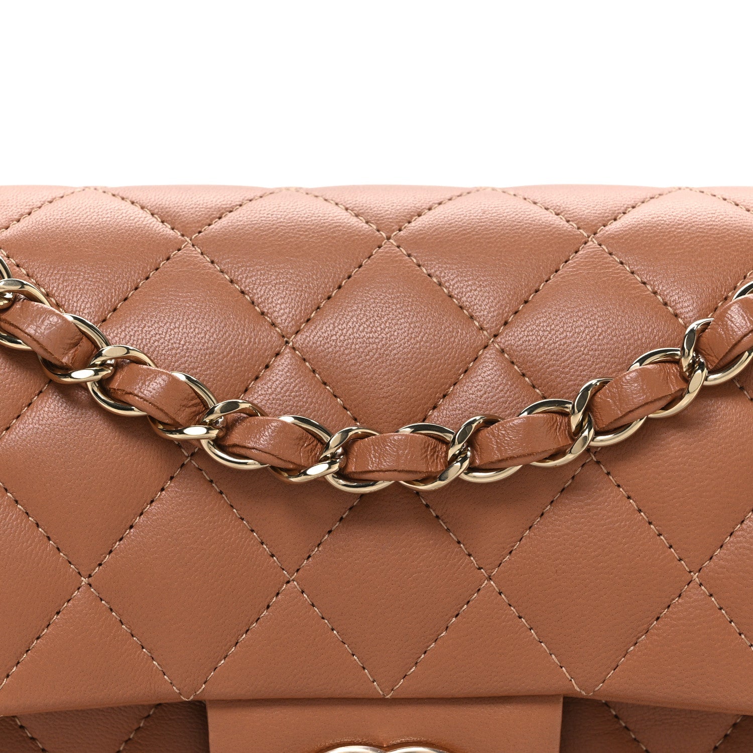 Lambskin Quilted Small Double Flap Brown