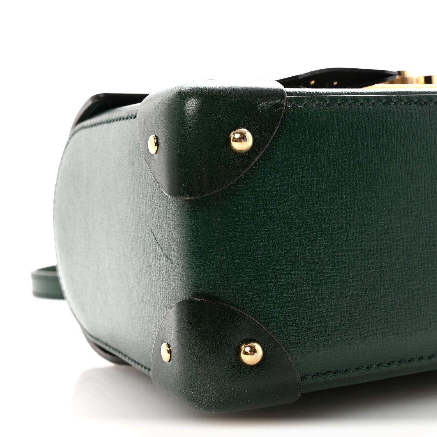 Azalea Calfskin Small Padlock Bamboo Shoulder Bag Vintage Green