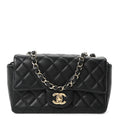 Lambskin Quilted Mini Rectangular Flap Black