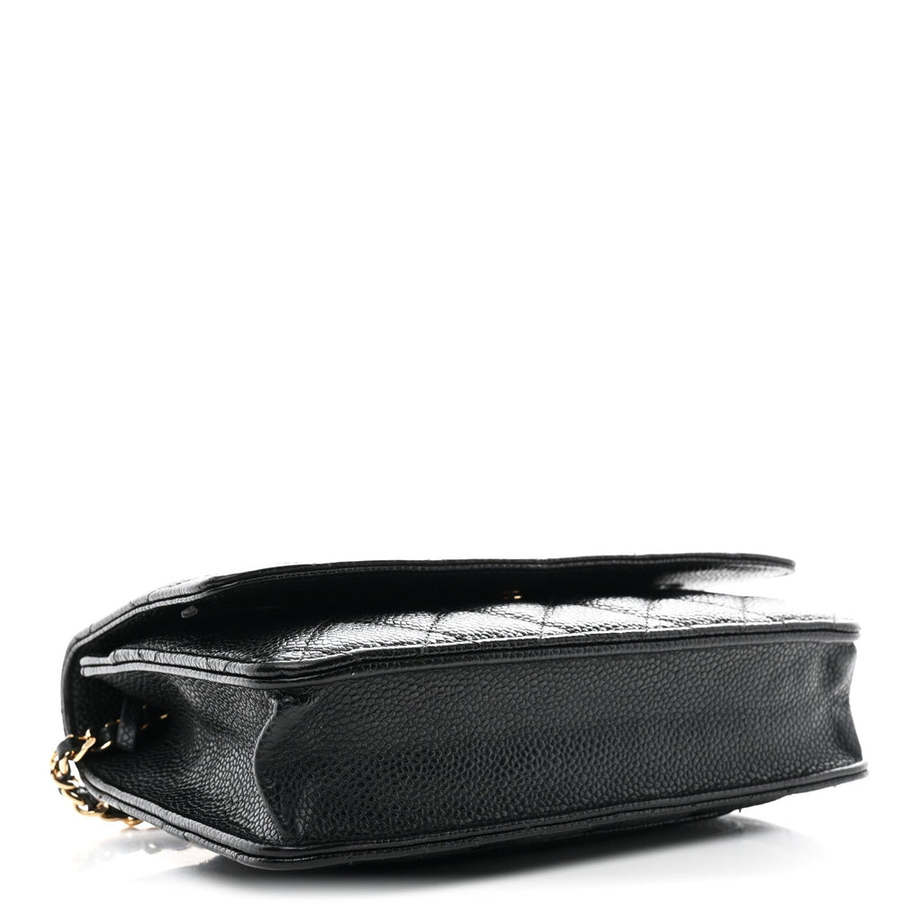 Caviar Quilted Wallet on Chain WOC Black