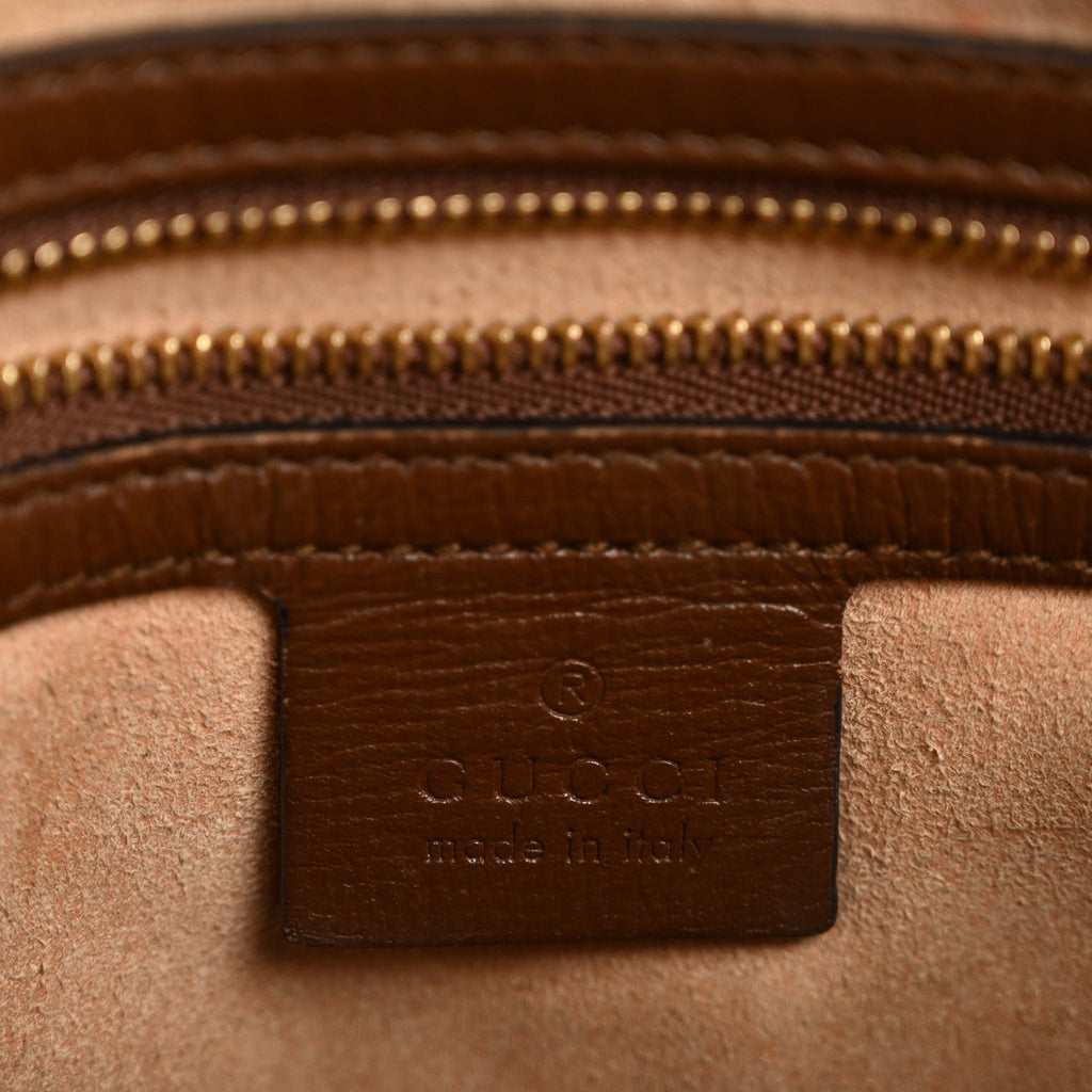 GG Supreme Monogram Small Horsebit 1955 Shoulder Bag Beige Brown Sugar