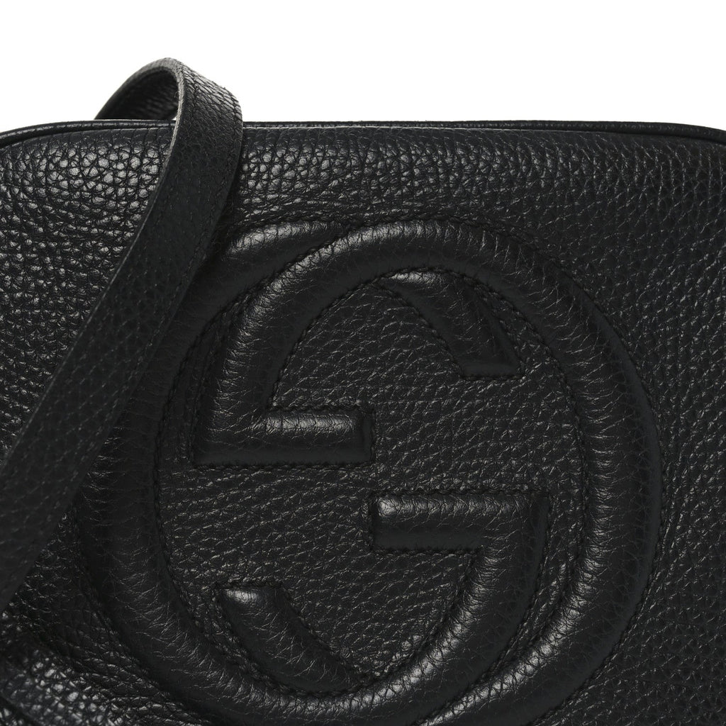 Pebbled Calfskin Small Soho Disco Bag Black