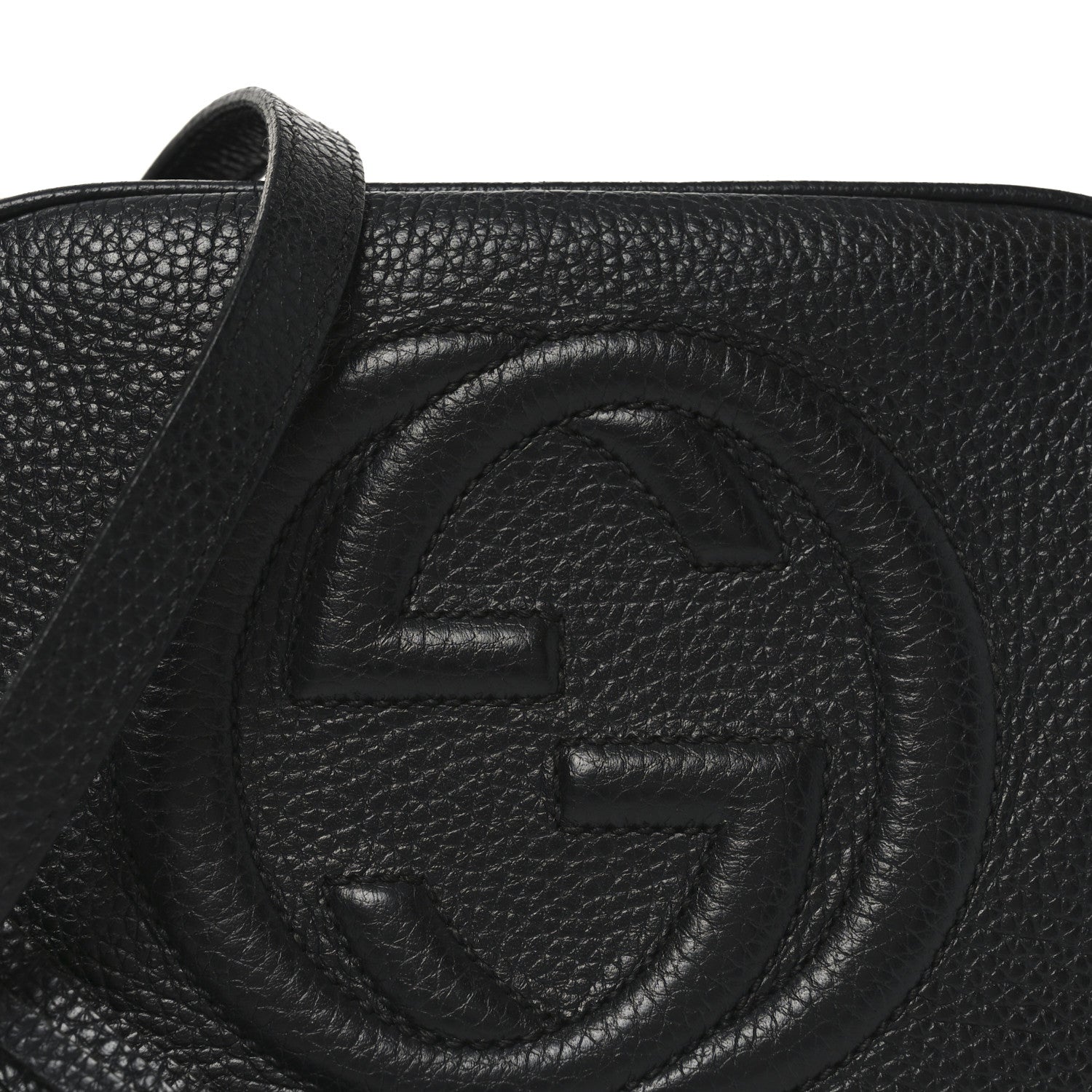 Pebbled Calfskin Small Soho Disco Bag Black