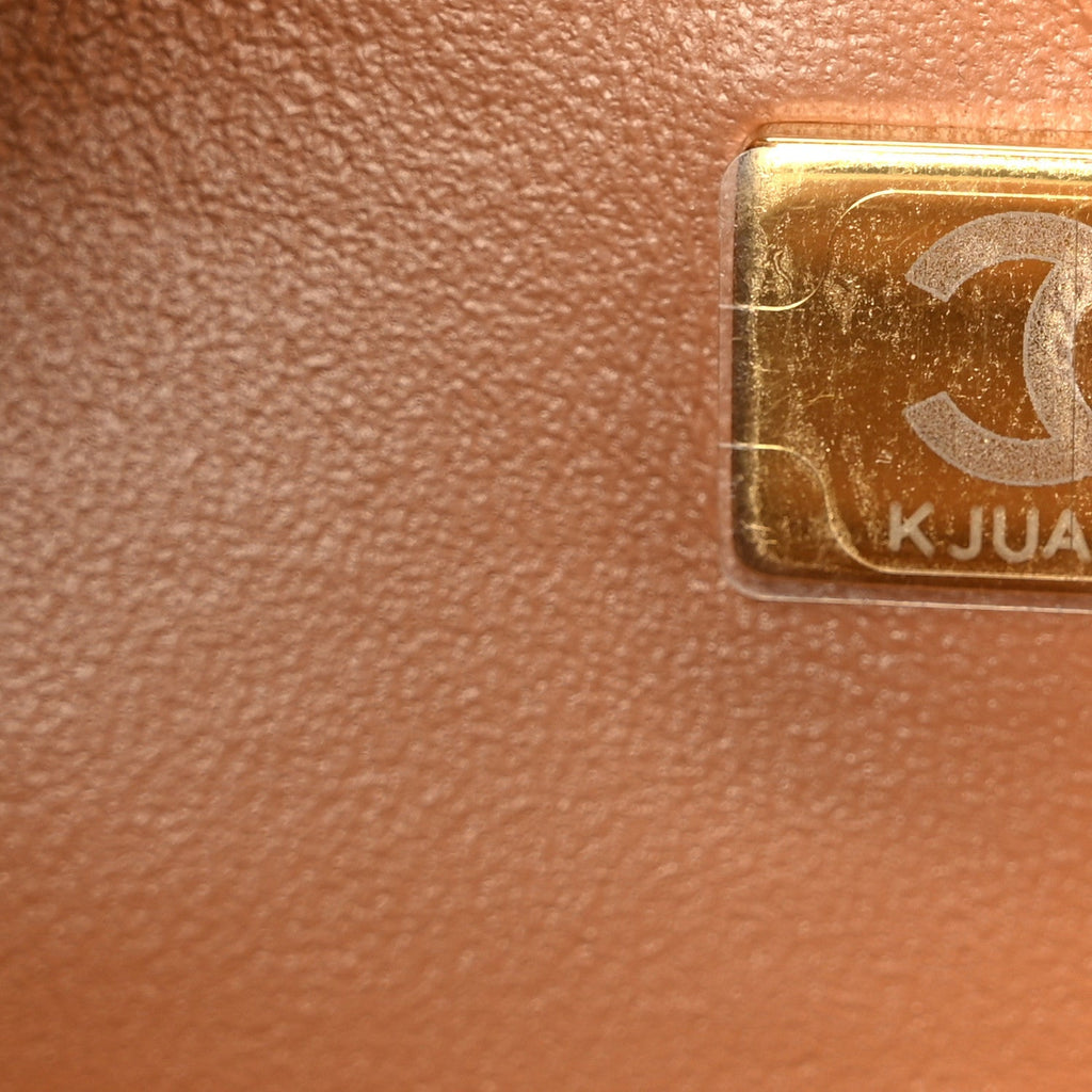 Shiny Lambskin Quilted Mini Flap Brown