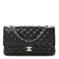 Lambskin Quilted Medium Double Flap Black