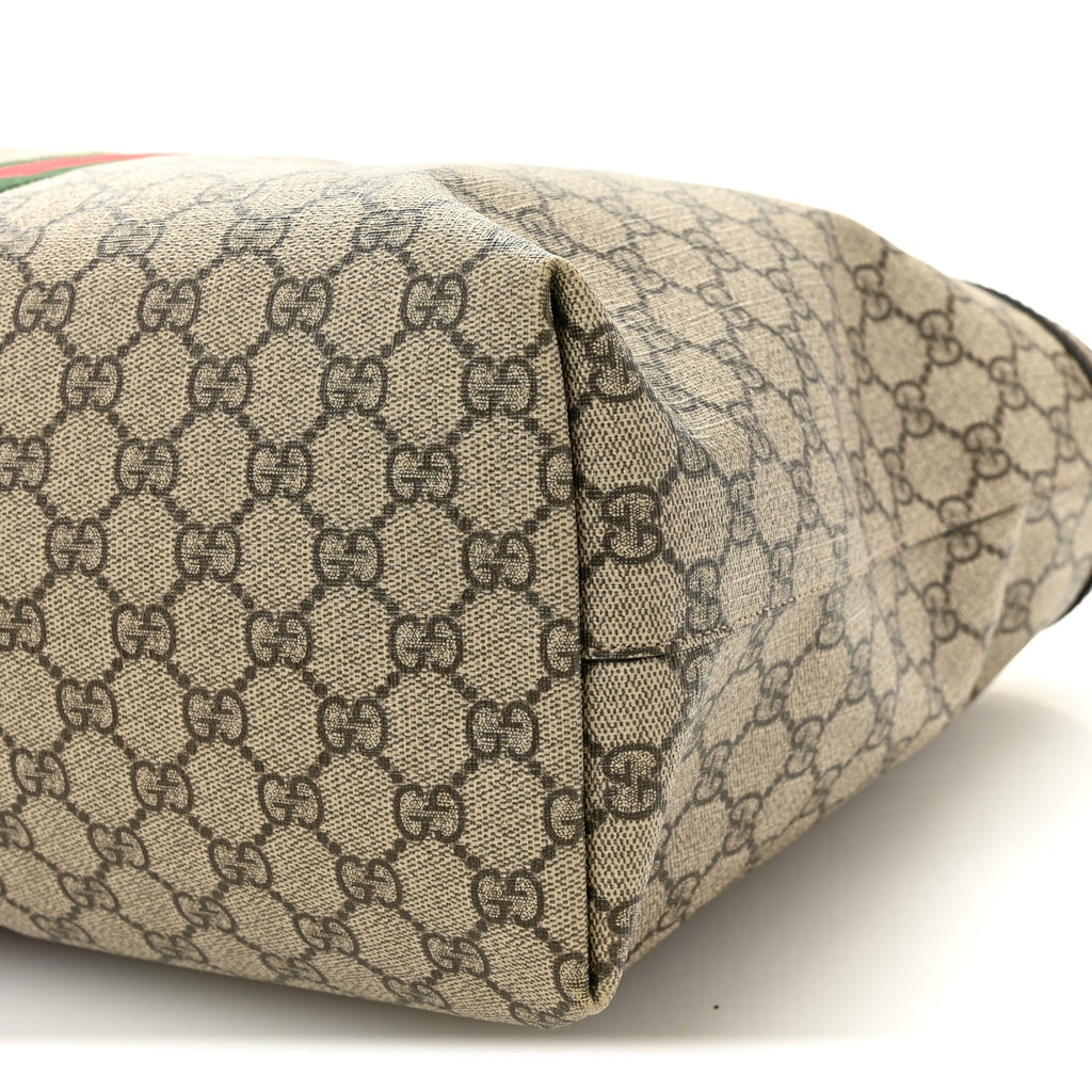 GG Supreme Monogram Medium Ophidia Shopping Tote Brown