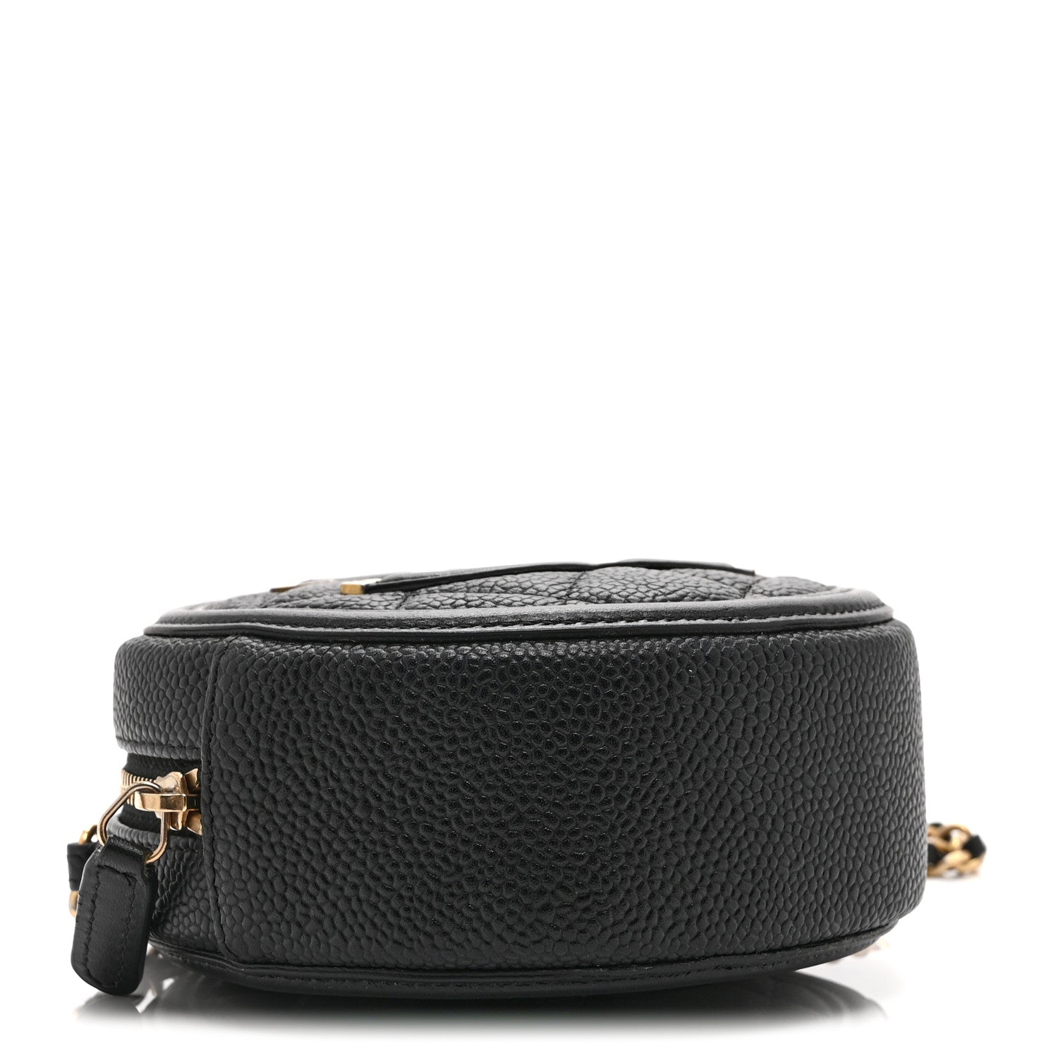 Caviar Quilted Round Filigree Crossbody Black