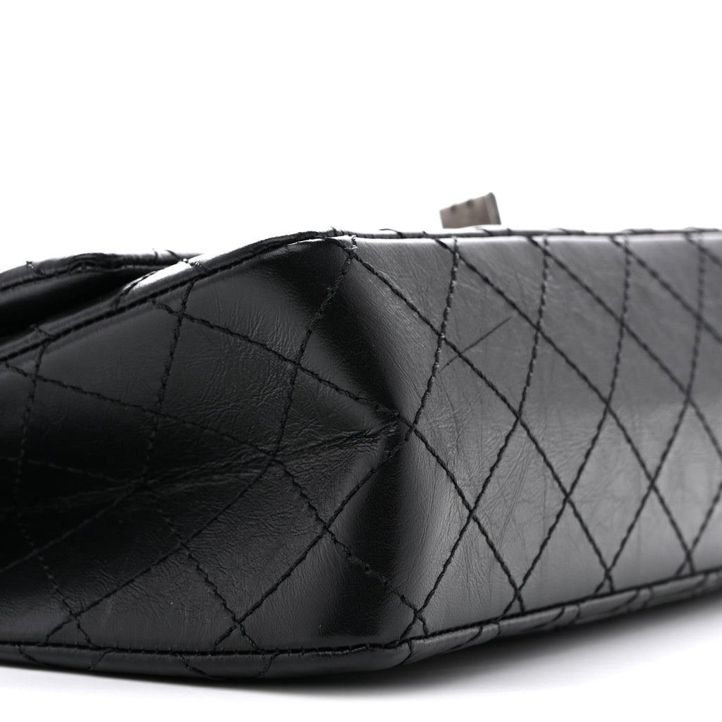 Aged Calfskin Quilted 2.55 Reissue 225 Flap Black