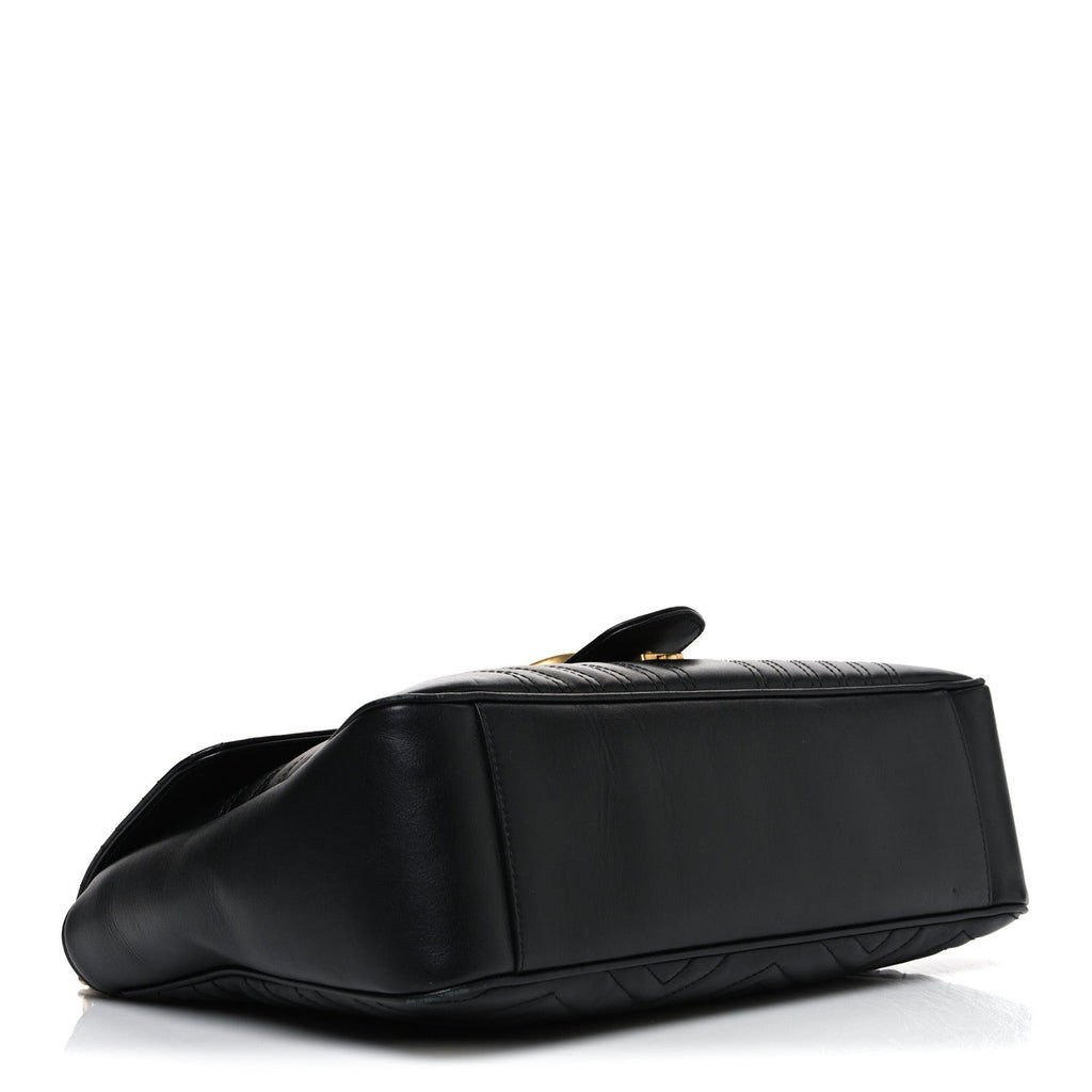 Calfskin Matelasse Medium GG Marmont Shoulder Bag Black