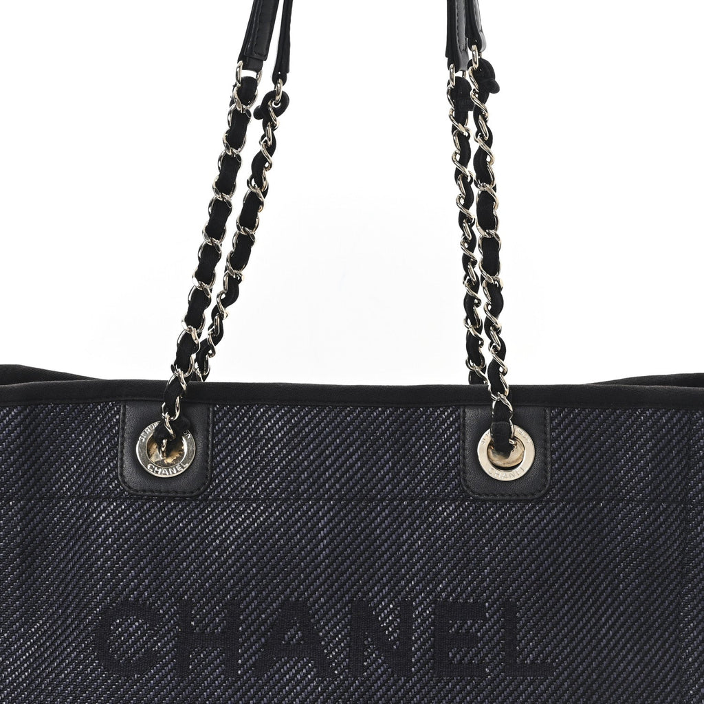 Mixed Fibers Calfskin Small Deauville Tote Black