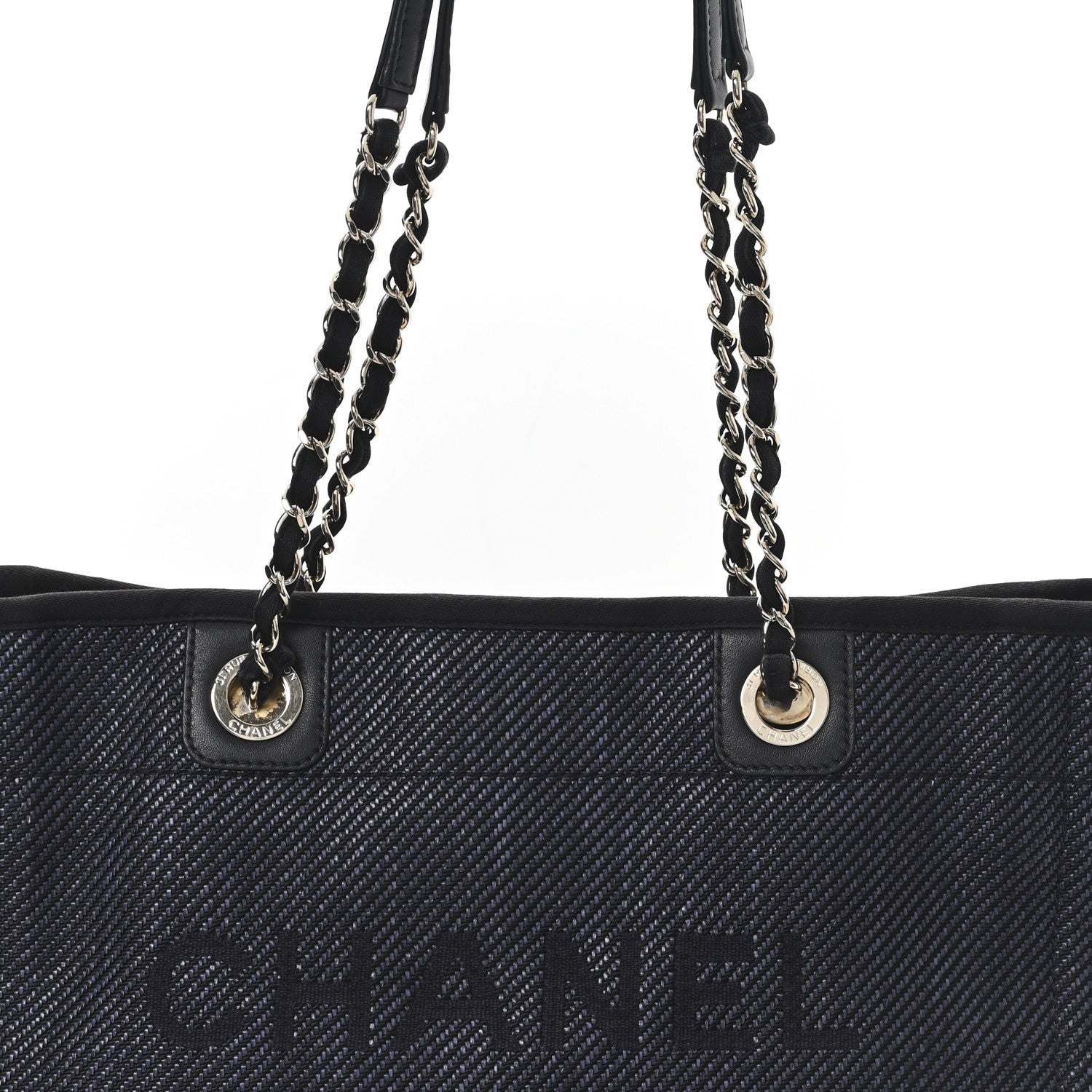 Mixed Fibers Calfskin Small Deauville Tote Black